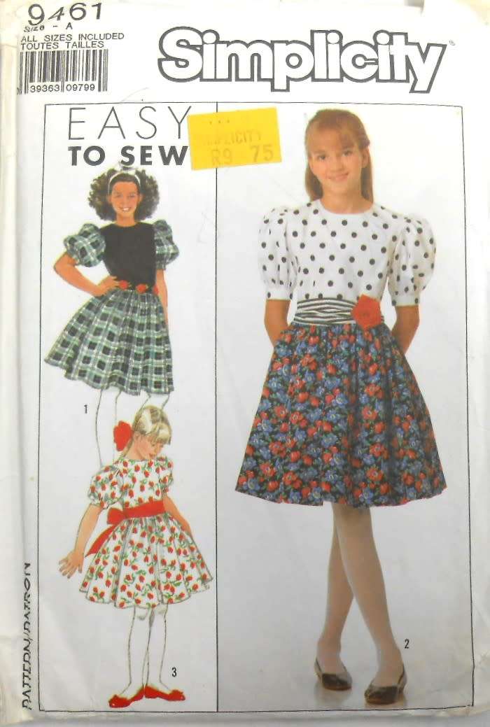 SIMPLICITY 9461 GIRLS DRESS SIZE 7-14 YEARS COMPLETE