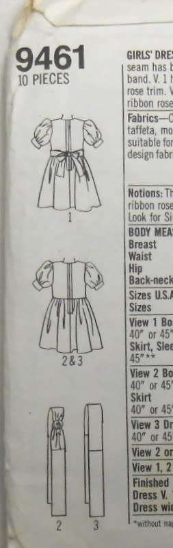 SIMPLICITY 9461 GIRLS DRESS SIZE 7-14 YEARS COMPLETE