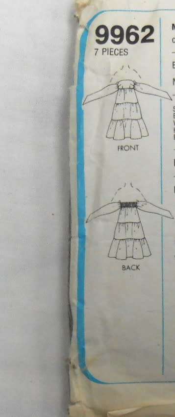 SIMPLICITY 9962 PULLOVER STRAPLESS DRESS  SIZE 12 BUST 87 CM COMPLETE-ZIPLOC