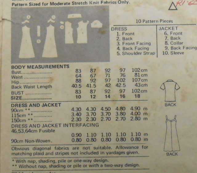 BUTTERICK 5767 DRESS & JACKET SIZE 14 COMPLETE-ZIPLOC