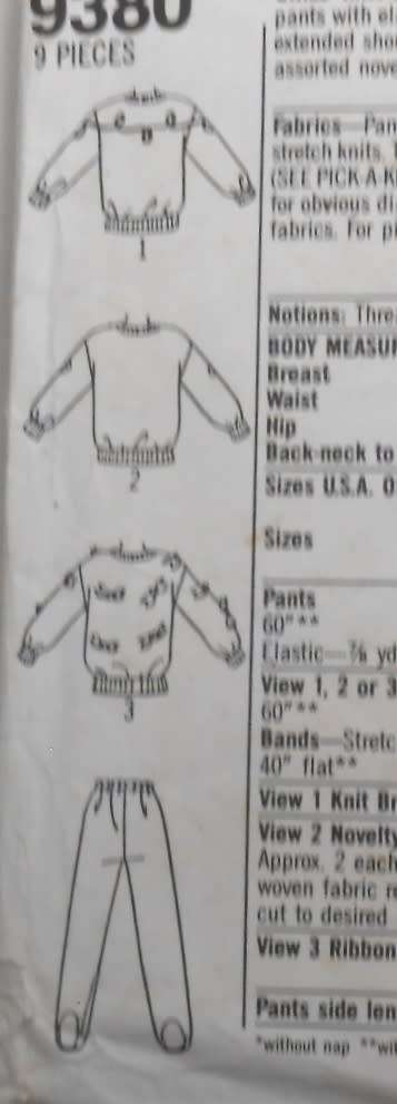 SIMPLICITY 8380 GIRLS KNIT PULL ON PANTS--PULLOVER TOP  SMALL7 YEARS COMPLETE