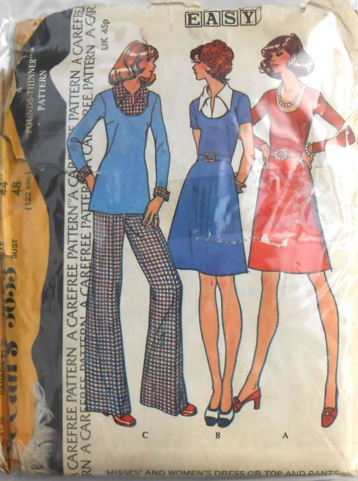 VINTAGE McCALLS 3653DRESS-TOP-PANTS SIZE 44 BUST 48 COMPLETEUNCUT-F/FOLDED-ZIPLOC