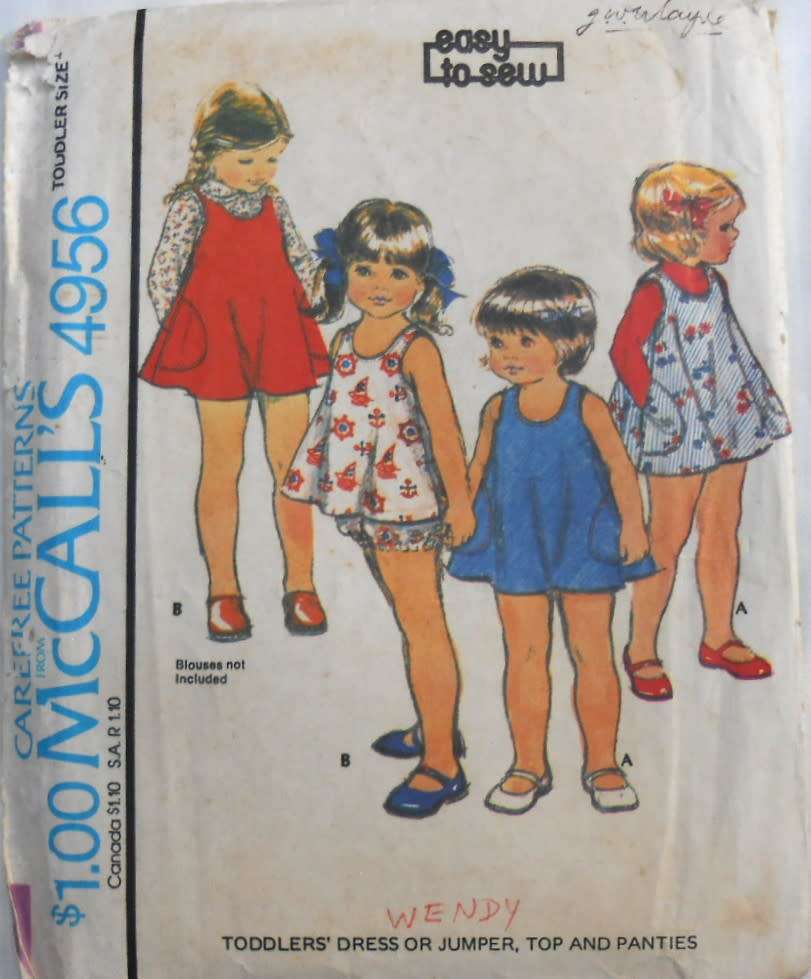 VINTAGE McCALLS 4956 TODDLERS DRESS-PINAFORE-TOP & PANTIE SIZE 1 YEARS BREAST 20 SEE LISTING