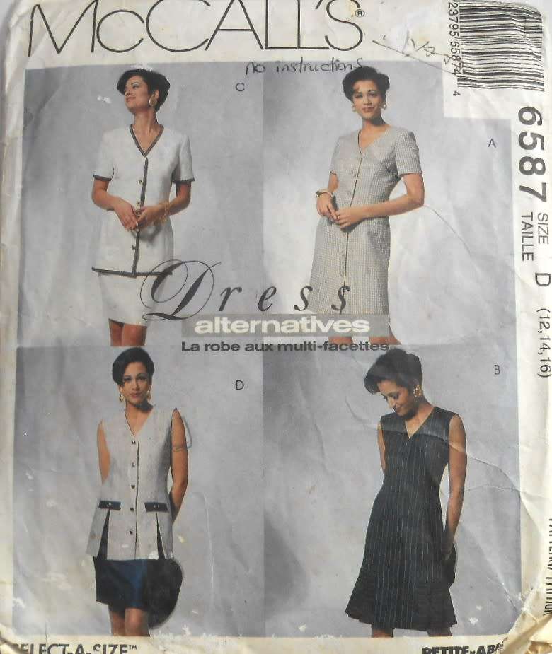 McCALLS 6587 ONE & 2 PIECE DRESSES SIZE  12-14-16-COMPLETE- NO SEWING INSTRUCTIONS