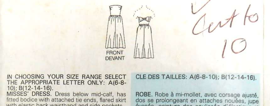 BUTTERICK 5293 STRAPLESS FITTED BODICE DRESS SIZE 6-8-10-COMPLETE- CUT TO SIZE 10