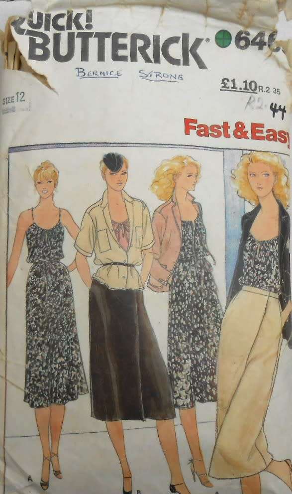 BUTTERICK 6469 JACKET-BLOUSE-TOP-DRESS-SKIRT SIZE 12 COMPLETE