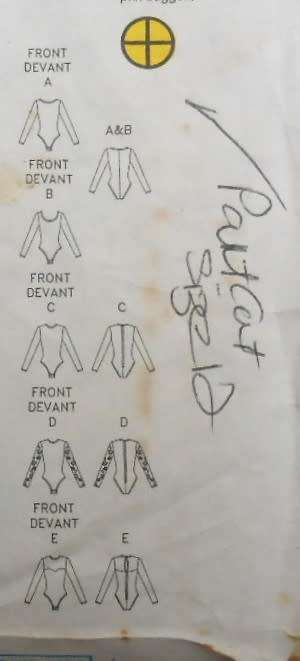 BUTTERICK 6493 BODYSUITS SIZE 12-14-16 COMPLETE-PART CUT TO 12