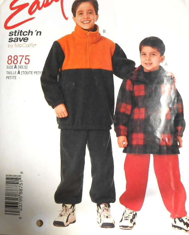 McCALLS 8875 KIDS TRACKSUIT TOP & PANTS SIZE XS-S (3-6 YEARS) COMPLETE-CUT TO 5-6 YEARS-ZIPLOC