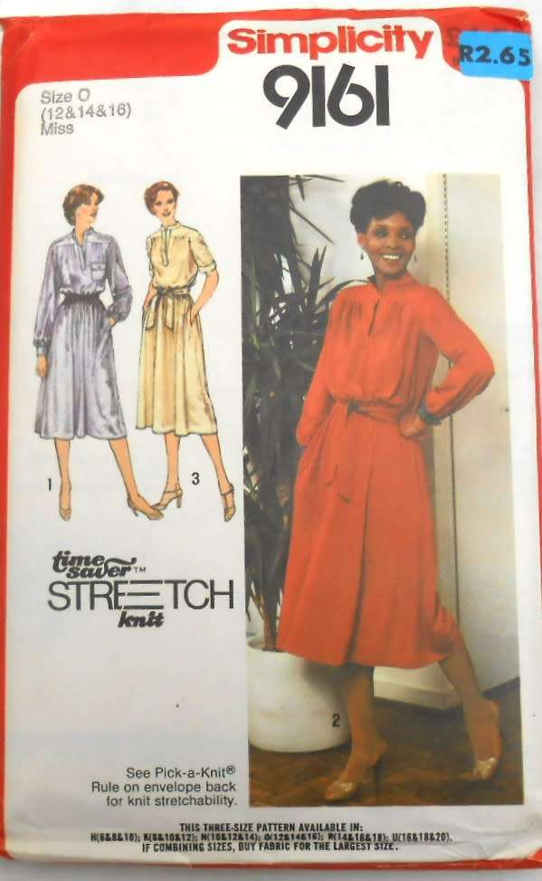 SIMPLICITY 9161 PULLOVER DRESS SIZE 12-14-16 COMPLETE-MOSTLY UNCUT