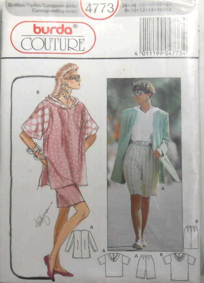 BURDA 4773 JACKET-SKIRT-HOODIE-SHORTS-TOP SIZE 8-18  COMPLETE