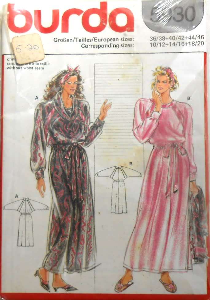 BURDA 5930 LOOSE FITTING DRESS SIZE 10/12-14/16-18/20 COMPLETE-UNCUT-F/FOLDED
