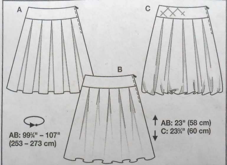 BURDA 8034 SET OF SKIRTS SIZE 10-20- COMPLETE