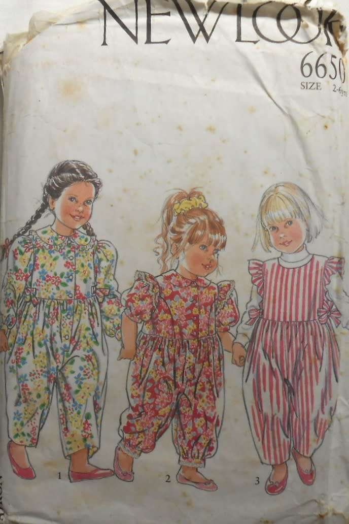 NEW LOOK PATTERNS 6650 TODDLER ROMPER WITH SLEEVE VARIATION SIZE 2-6 YEARS - COMPLETE-CUT TO 6 YEARS