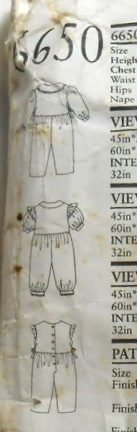 NEW LOOK PATTERNS 6650 TODDLER ROMPER WITH SLEEVE VARIATION SIZE 2-6 YEARS - COMPLETE-CUT TO 6 YEARS