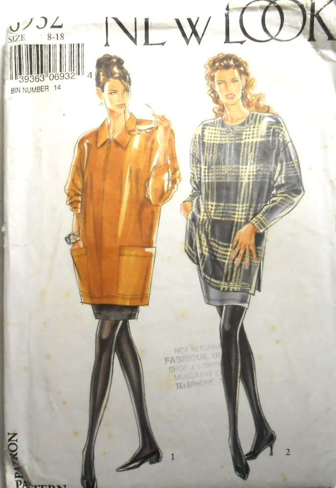 NEW LOOK PATTERNS 6932 LOOSE FITTING TOP & SKIRT SIZE 8-18 COMPLETE-CUT TO 14
