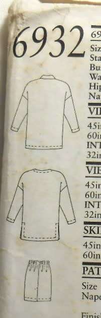 NEW LOOK PATTERNS 6932 LOOSE FITTING TOP & SKIRT SIZE 8-18 COMPLETE-CUT TO 14