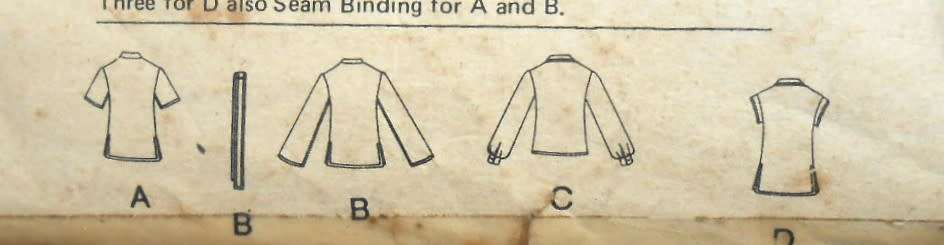 VOGUE 7039 SET OF TOPS SIZE 14 BUST 34 COMPLETE-ZIPLOC