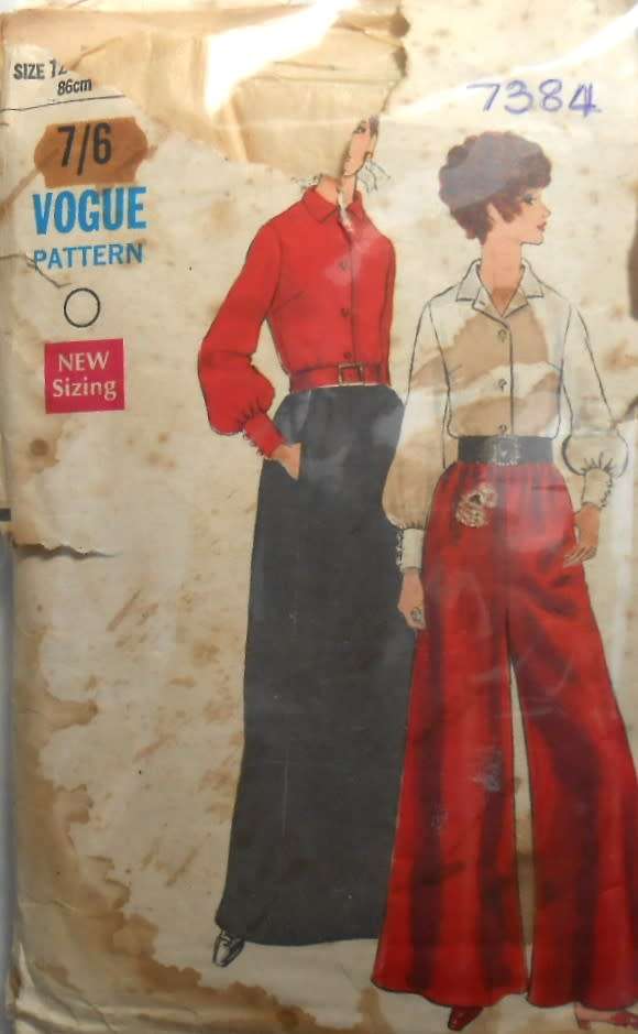 VOGUE 7384 BLOUSE-SKIRT-PANTS SIZE 12 COMPLETE-ZIPLOC