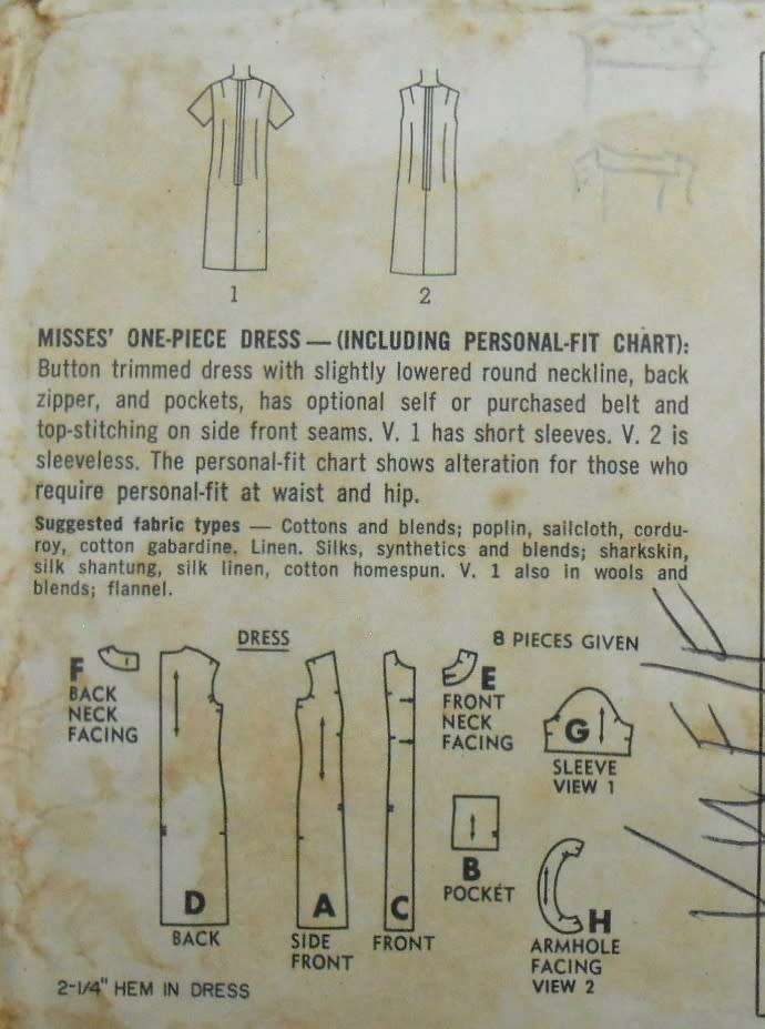 VINTAGE SIMPLICITY 6532 ONE PIECE DRESS SIZE 14 BUST 34 COMPLETE-UNCUT-F/FOLDED-ZIPLOC