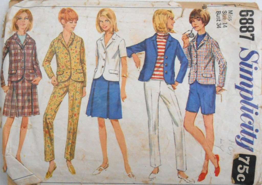 SIMPLICITY 6887 PANTS-JACKET-SKIRT SIZE 14 BUST 34 SEE LISTING-ZIPLOC