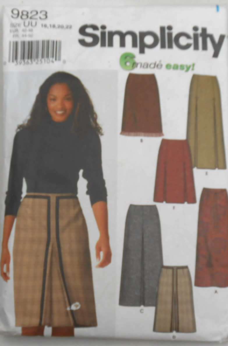 SIMPLICITY 9823 SET OF SKIRTS SIZE 16-18-20-22 COMPLETE-SEE LISTINGS
