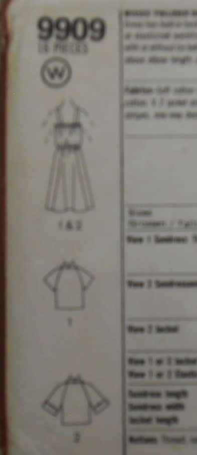 SIMPLICITY 9909 PULLOVER SUNDRESS & UNLINED BOLERO JACKET SIZE 12 BUST 87 CM COMPLETE-UNCUT-F/FOLDED