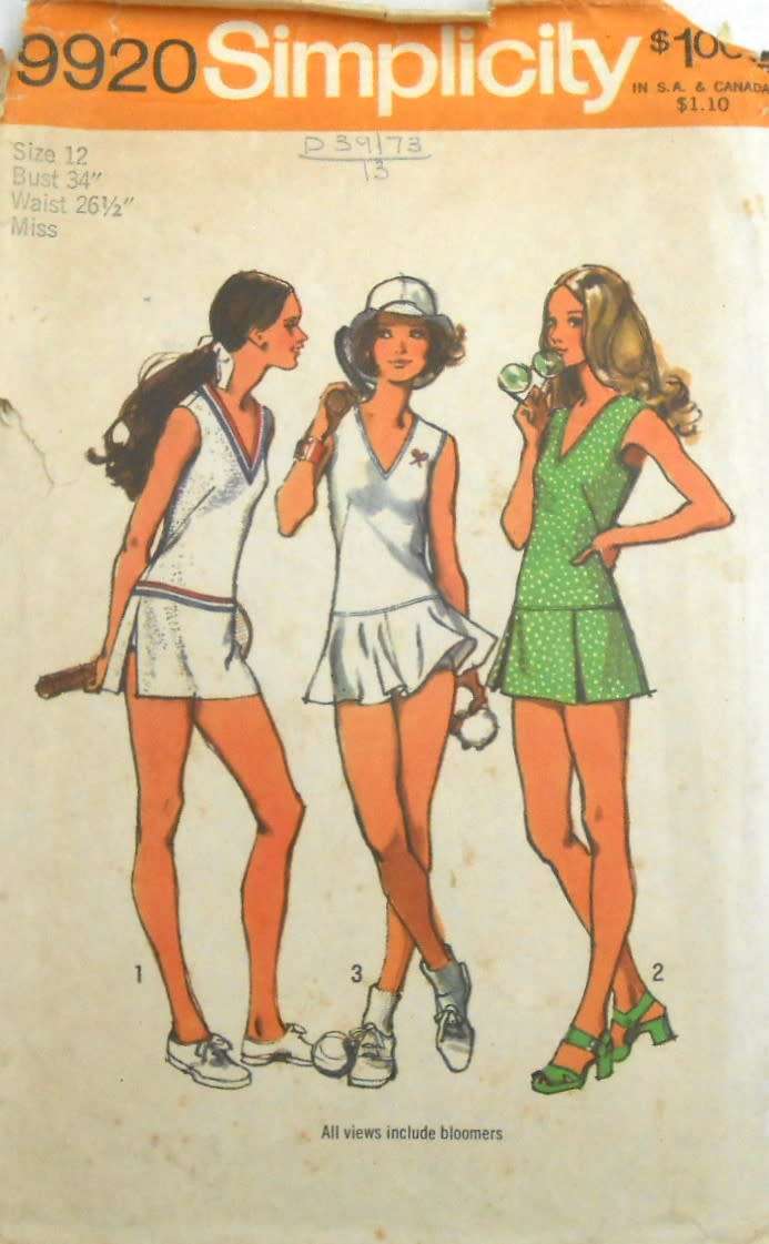 SIMPLICITY 9920  TENNIS DRESS WITH THREE SKIRTS & BLOOMERS SIZE 12 BUST 34 COMPLETE