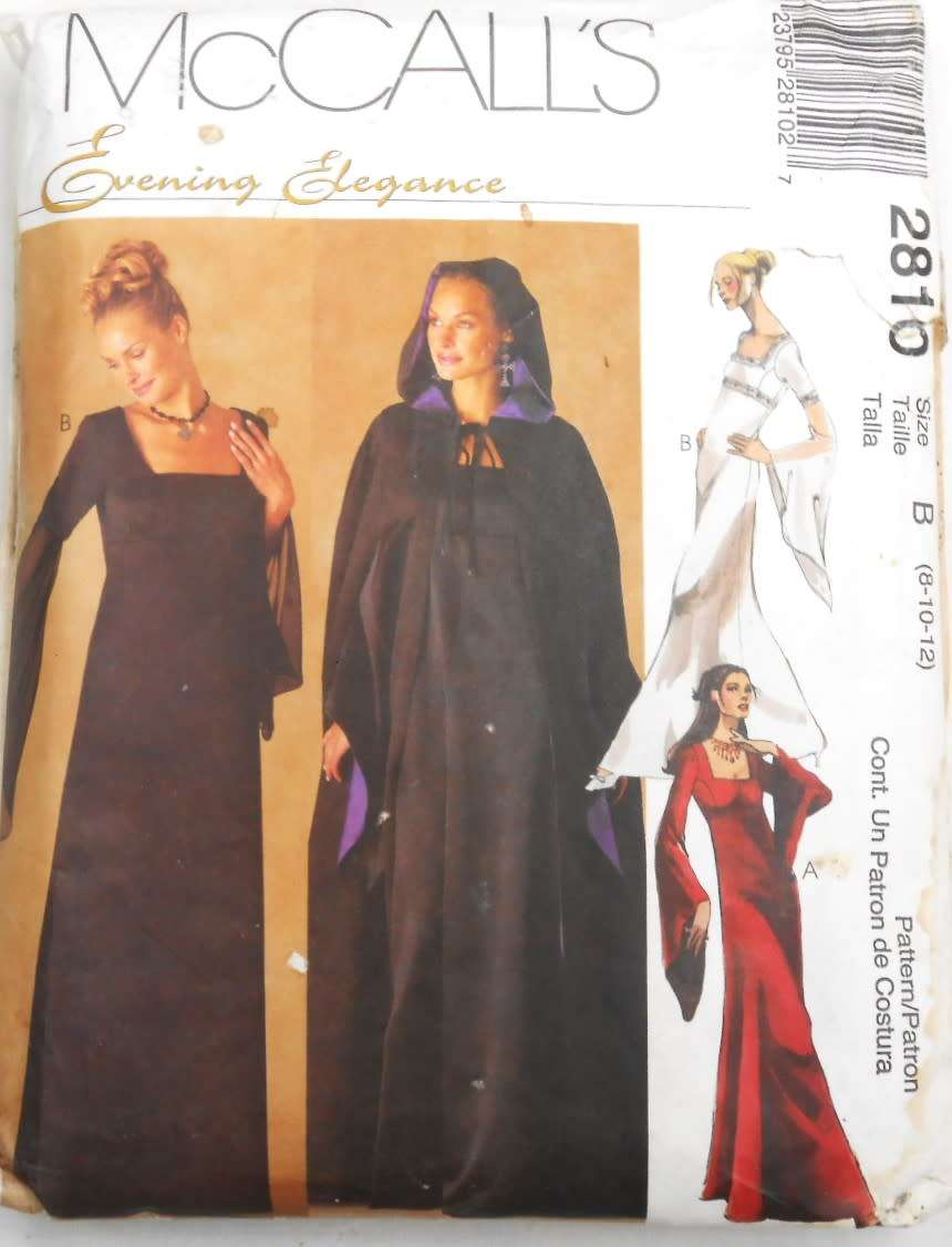 McCALLS 2810 LINED GOWN + LINED CAPE SIZE 8-10-12 COMPLETE- CUT TO SIZE 12