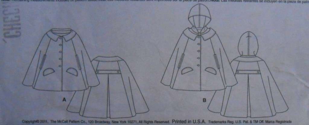 McCALLS M 6445 CAPES SIZE 6-8-10-12 COMPLETE-CUT TO SIZE 12