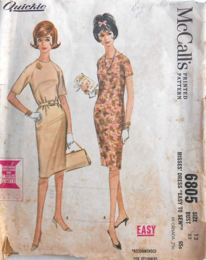VINTAGE McCALLS 6805 DRESS SIZE 12 BUST 32 COMPLETE-ZIPLOC