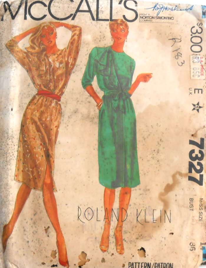 McCALLS 7327 DRESS & BELT SIZE 14 BUST 36 COMPLETE-UNCUT-F/FOLDED-ZIPLOC