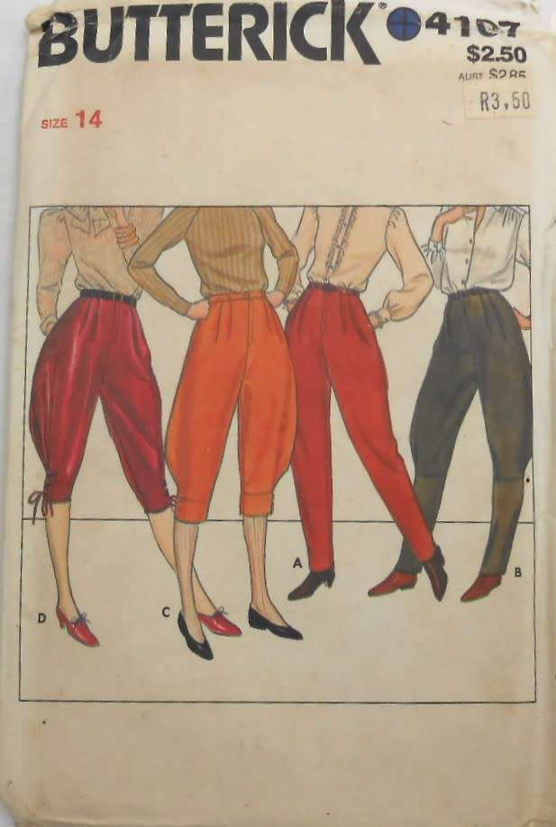 BUTTERICK 4107 PANTS (TAPERED-KNICKERS) SIZE 14 COMPLETE-UNCUT-F/FOLDED