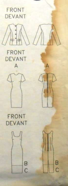 BUTTERICK 4500 JACKET-DRESS SIZE 20-22-24 COMPLETE-PART CUT TO 24-OLD WATER MARK ON COVER