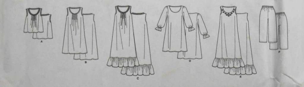 BUTTERICK B5792 SLEEPWEAR TOP-GOWN-PANTS SIZE XS-S-M (6-14) COMPLETE-CUT M-NO SEWING INST PAGE 1/2