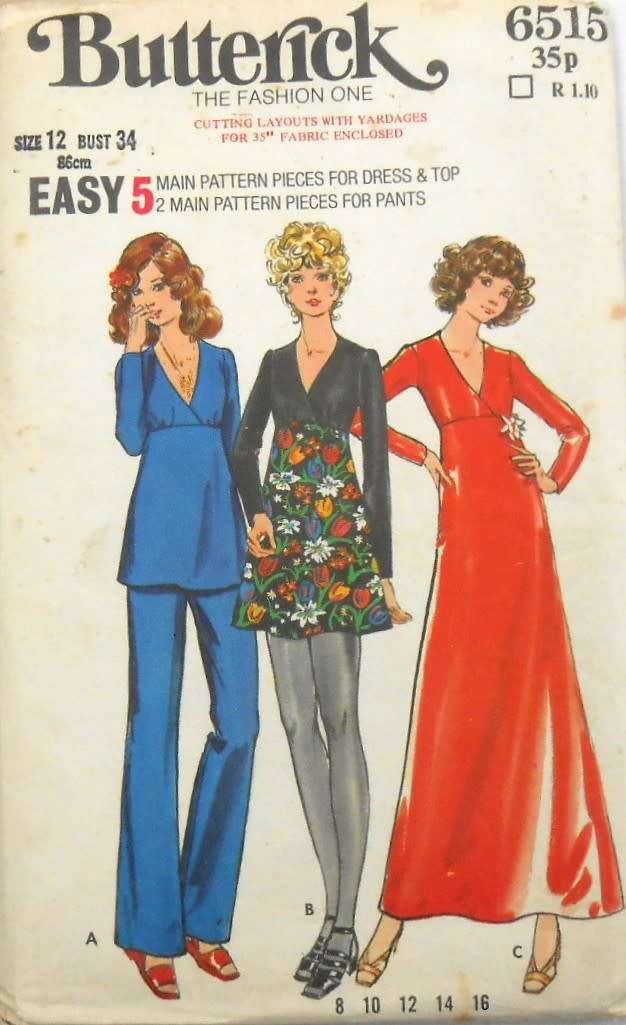 BUTTERICK 6515 DRESS-TUNIC-PANTS SIZE 12 BUST 34 COMPLETE-UNCUT-F/FOLDED