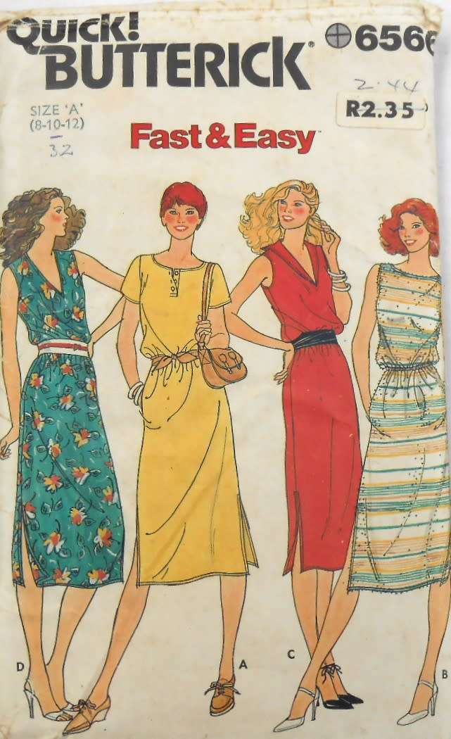 BUTTERICK 6566 LOOSE FITTING DRESS SIZE 8-10-12 COMPLETE-CUT TO 12