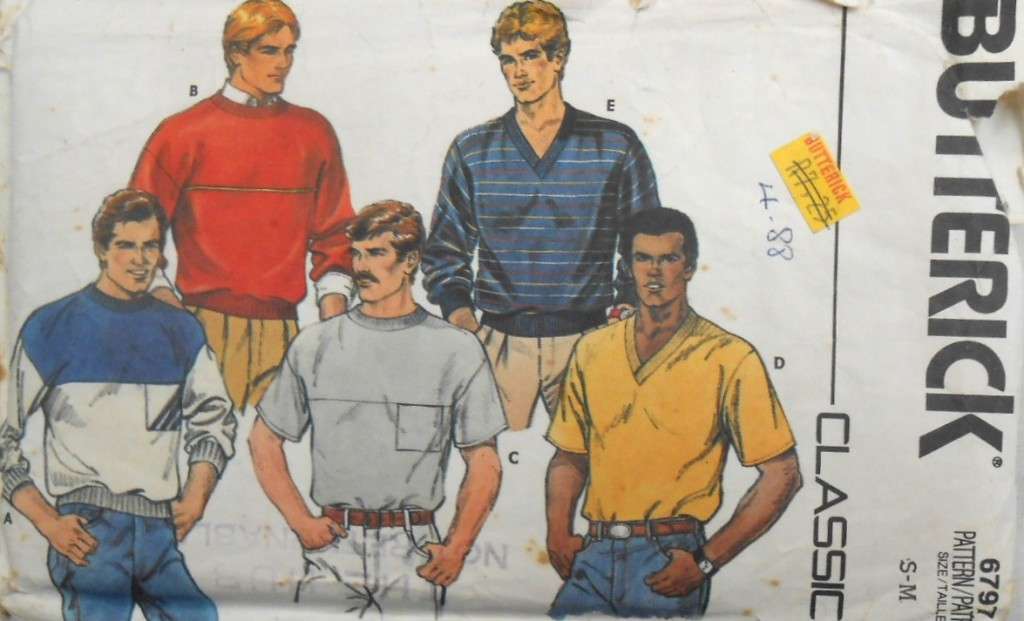 BUTTERICK 6797  MENS LOOSE FITTING PULL OVER TOPS SIZES-M (34-40) COMPLETE-ZIPLOC