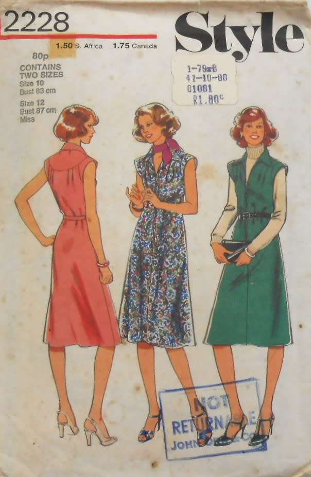 STYLE 2228 SLIGHT FLARED DRESS SIZE 10+12 BUST 83+87 CM COMPLETE