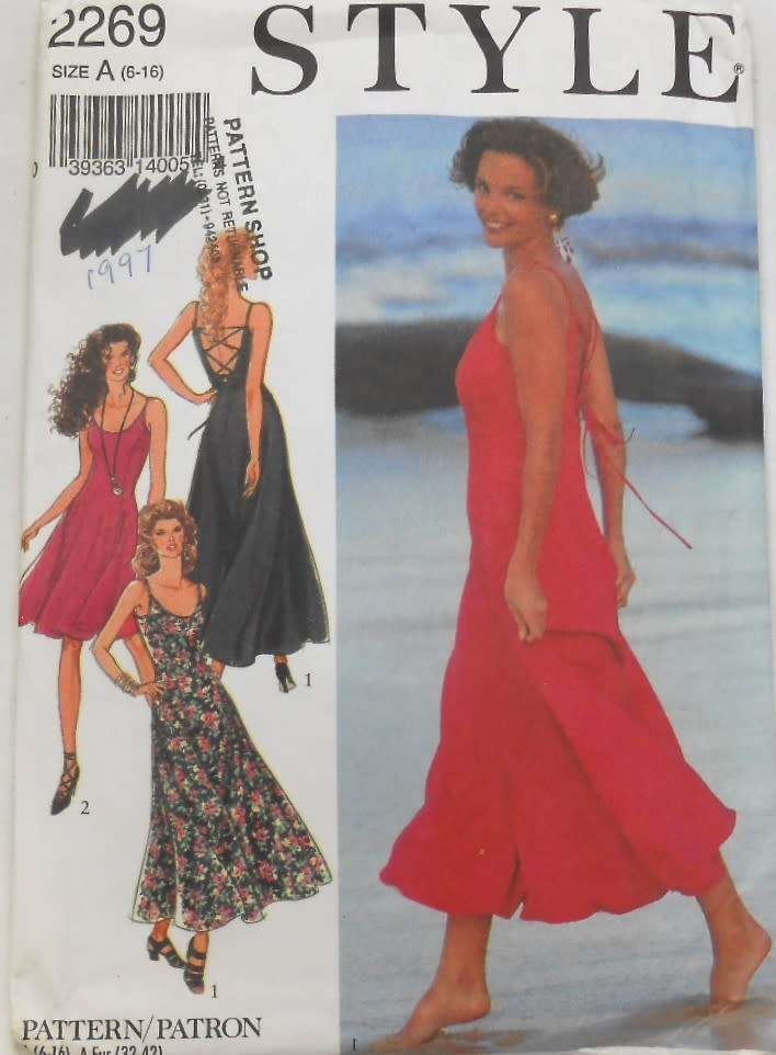 STYLE 2269 FITTED FLARED DRESSES WITH BACK FEATURE SIZE 6-16 COMPLETE-CUT TO 16