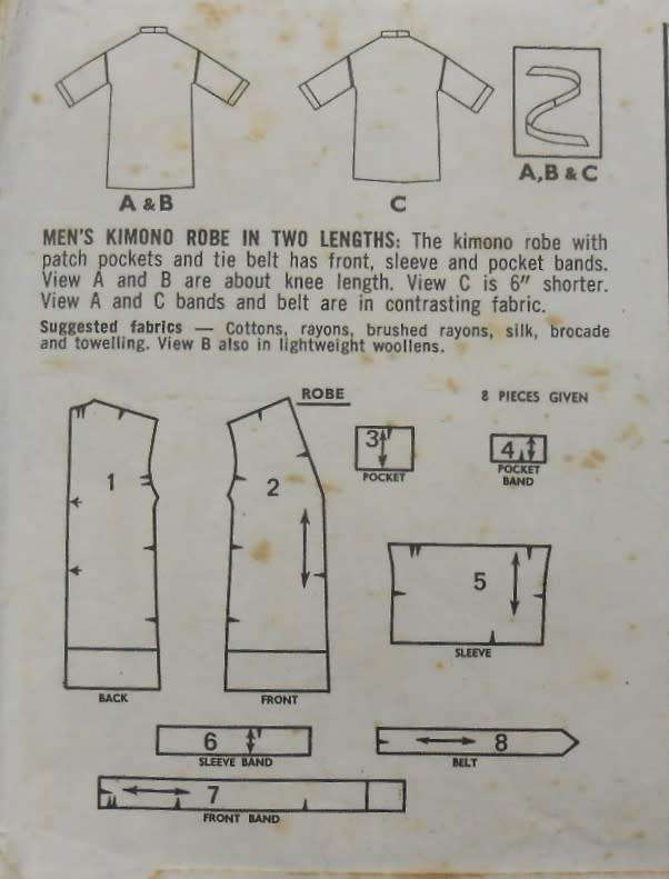 STYLE 2299 MEN`S KIMONO SIZE MEDIUM 38-40 COMPLETE-ZIPLOC