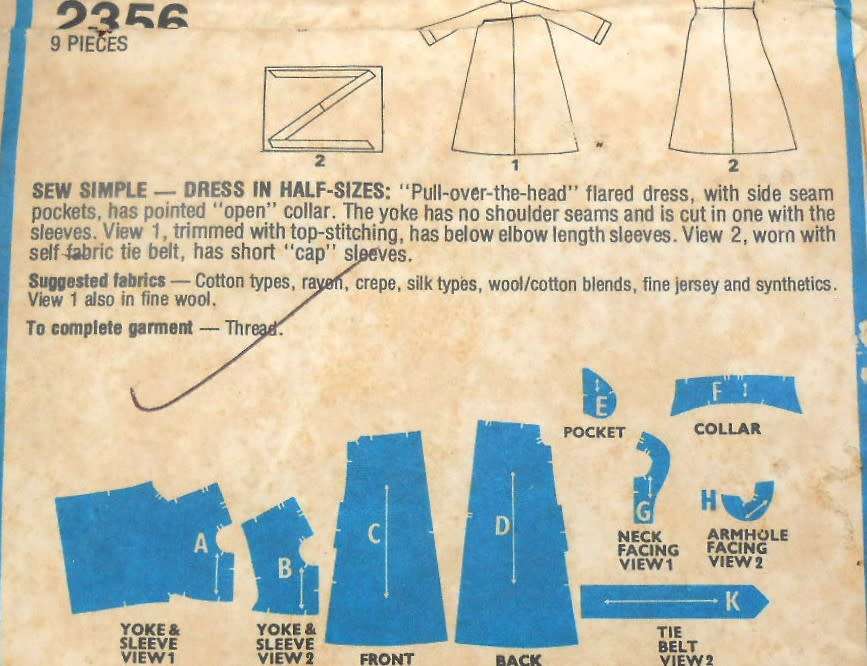 STYLE 2356 PULLOVER FLARED DRESS SIZE 18 1/2 - 20 1/2 BUST 104 CM-109 CM COMPLETE