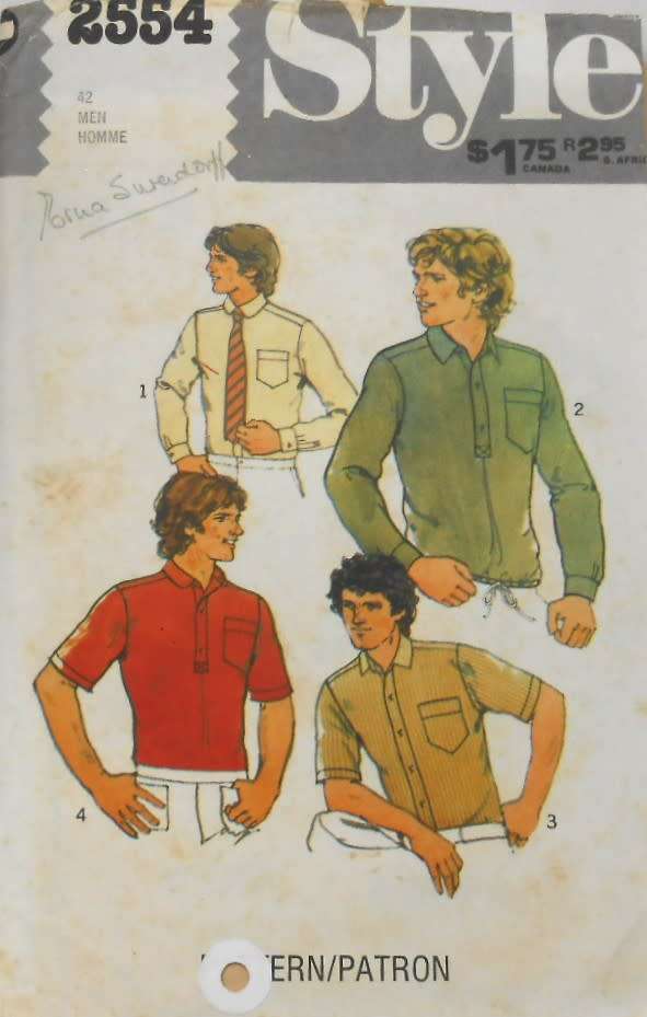 STYLE 2554 MENS SET OF SHIRTS SIZE 42 COMPLETE-UNCUT-F/FOLDED-ZIPLOC