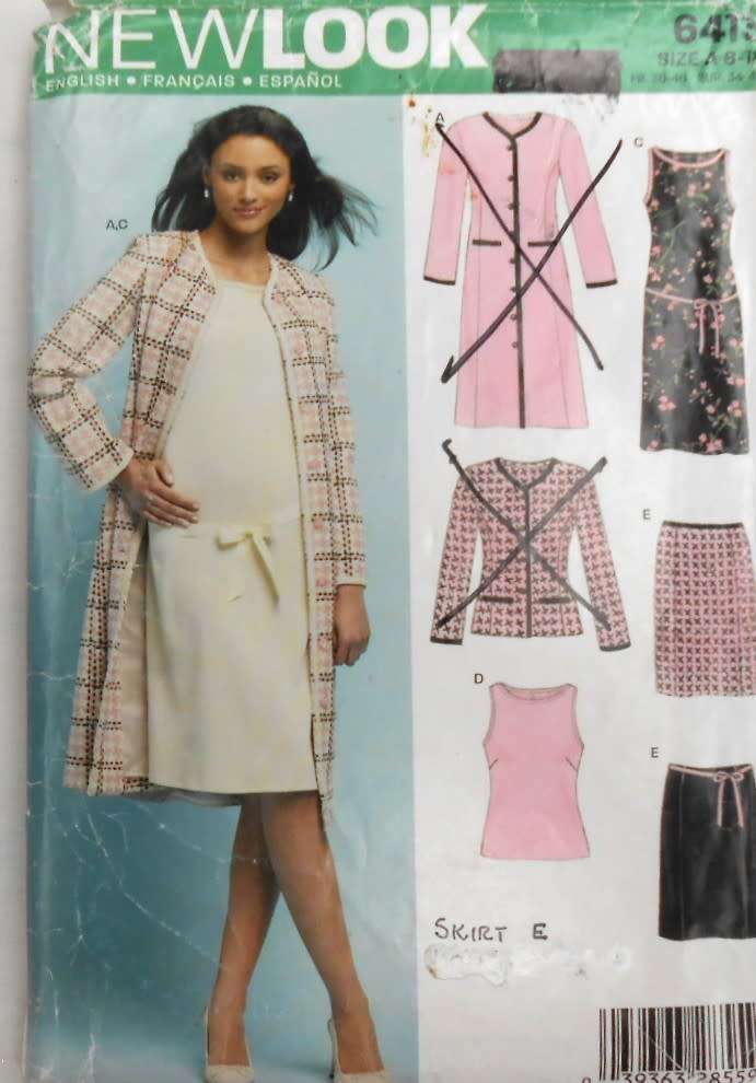 NEW LOOK PATTERNS 6413  DRESS-TOP-SKIRT SIZE-8-18-NO COAT OR JACKET PATTERN SUPPLIED