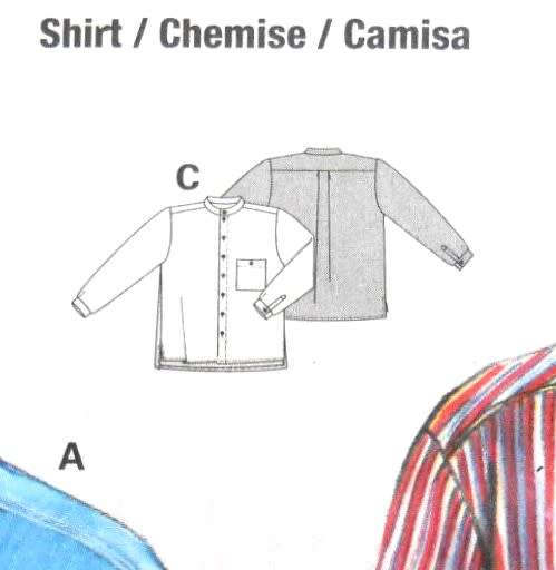 BURDA 3800 MENS SHIRTS SIZE 34-48 COMPLETE-CUT TO 44