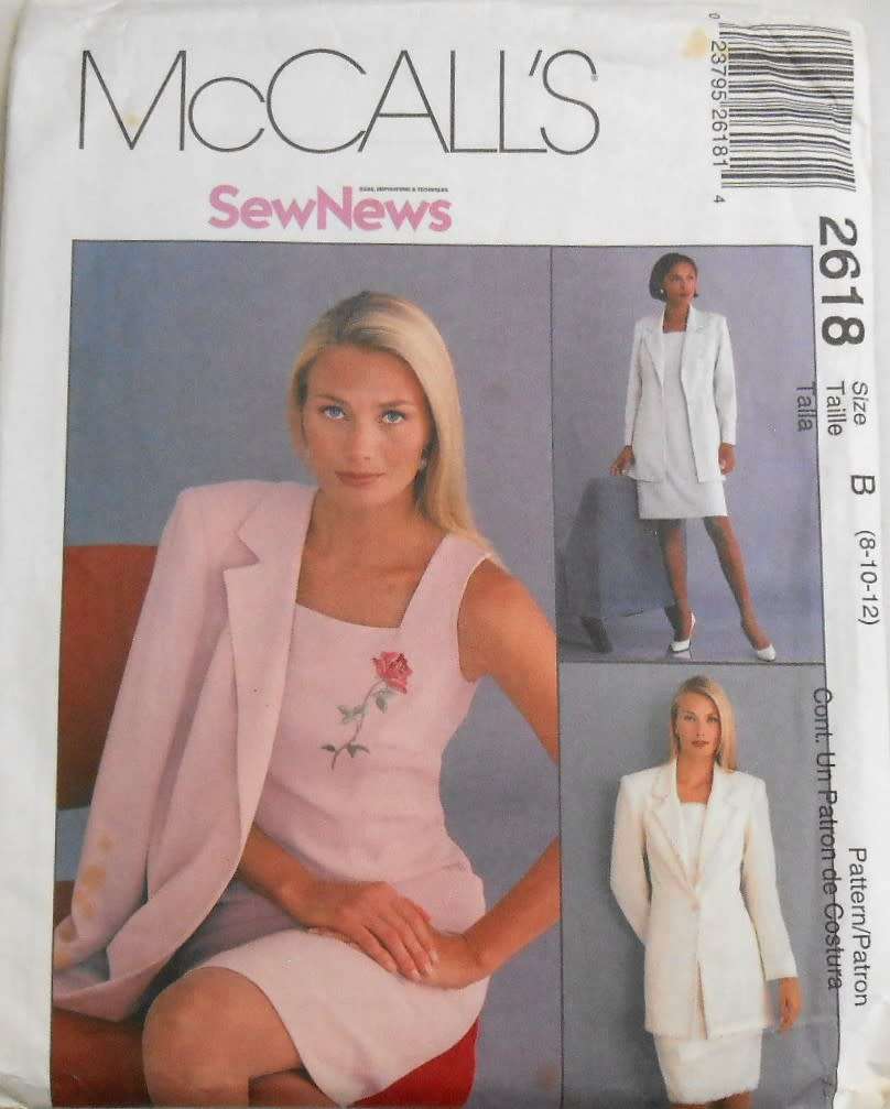 McCALLS 2618 SEMI FITTED DRESS-LINED JACKET  SIZE 8-10-12 COMPLETE CUT TO SIZE 10