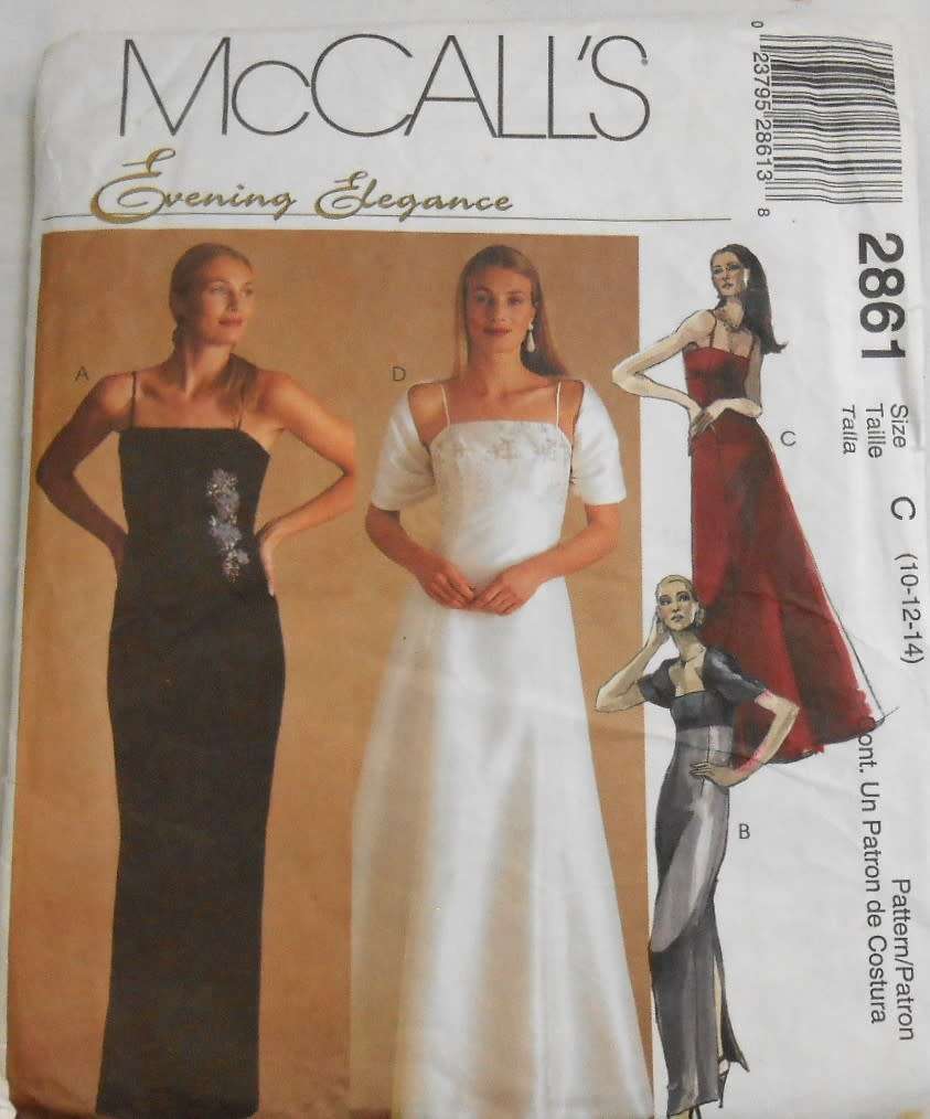McCALLS 2861 STUNNING LINED DRESS+WRAP  SIZE 10-12-14 COMPLETE CUT TO SIZE 14