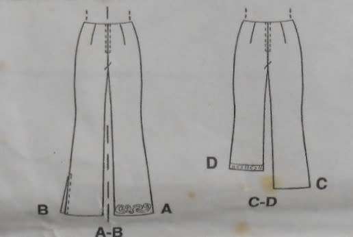 McCALLS 3192 LOW RISE FLARED PANTS SIZE 10-12-14 COMPLETE-CUT TO SIZE 14