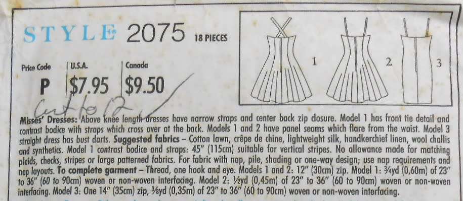 STYLE 2075 PANELED DRESSES WITH THIN SHOULDER STRAPS SIZE 6-16 COMPLETE-CUT TO 12