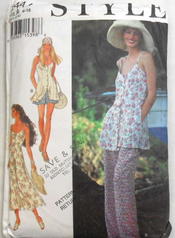 STYLE 2444 TOP & DRESS WITH SPAGHETTI STRAPS-SHORTS-PANTS SIZE 6-16 PART CUT TO 16