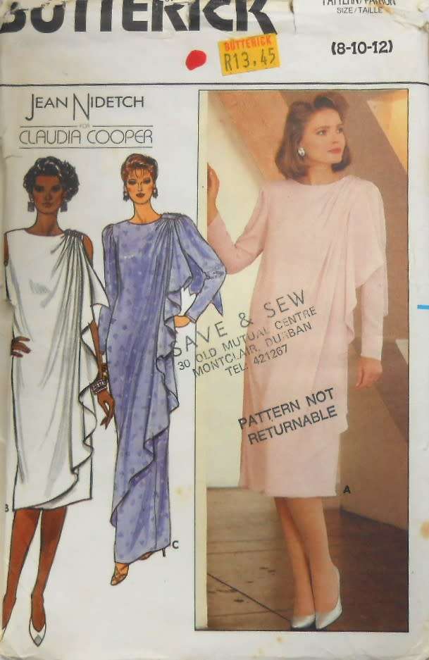 BUTTERICK 3328 EVENING DRESS WITH FRONT OVERLAY SIZE 8-10-12 COMPLETE-UNCUT-F/FOLDED